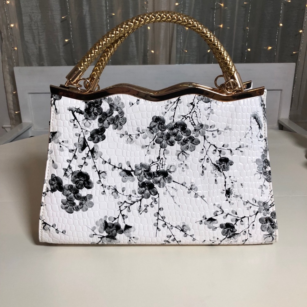 Disney Epcot China Black & White Floral Purse